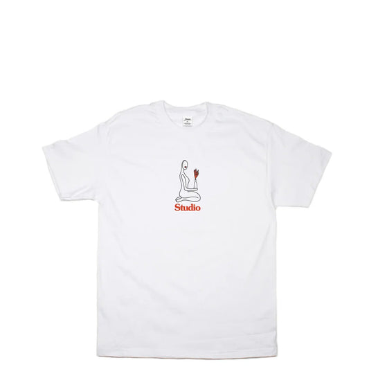 Studio Flame Of Love Tee, white - Tiki Room Skateboards - 1