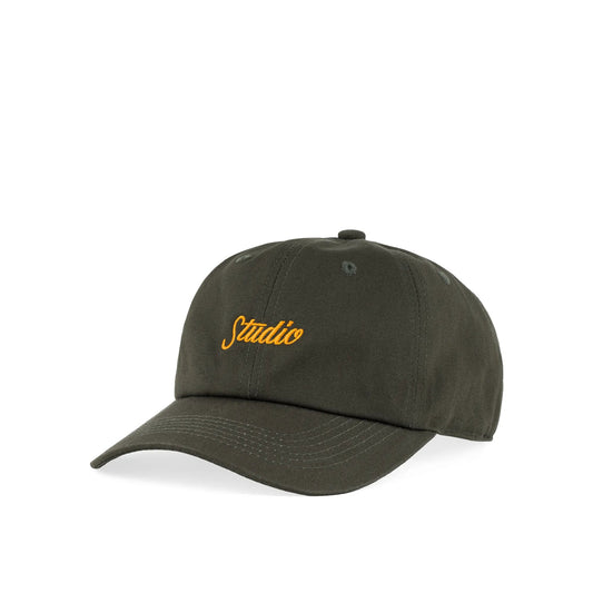 Studio Small Script 6 Panel Hat, olive - Tiki Room Skateboards - 1