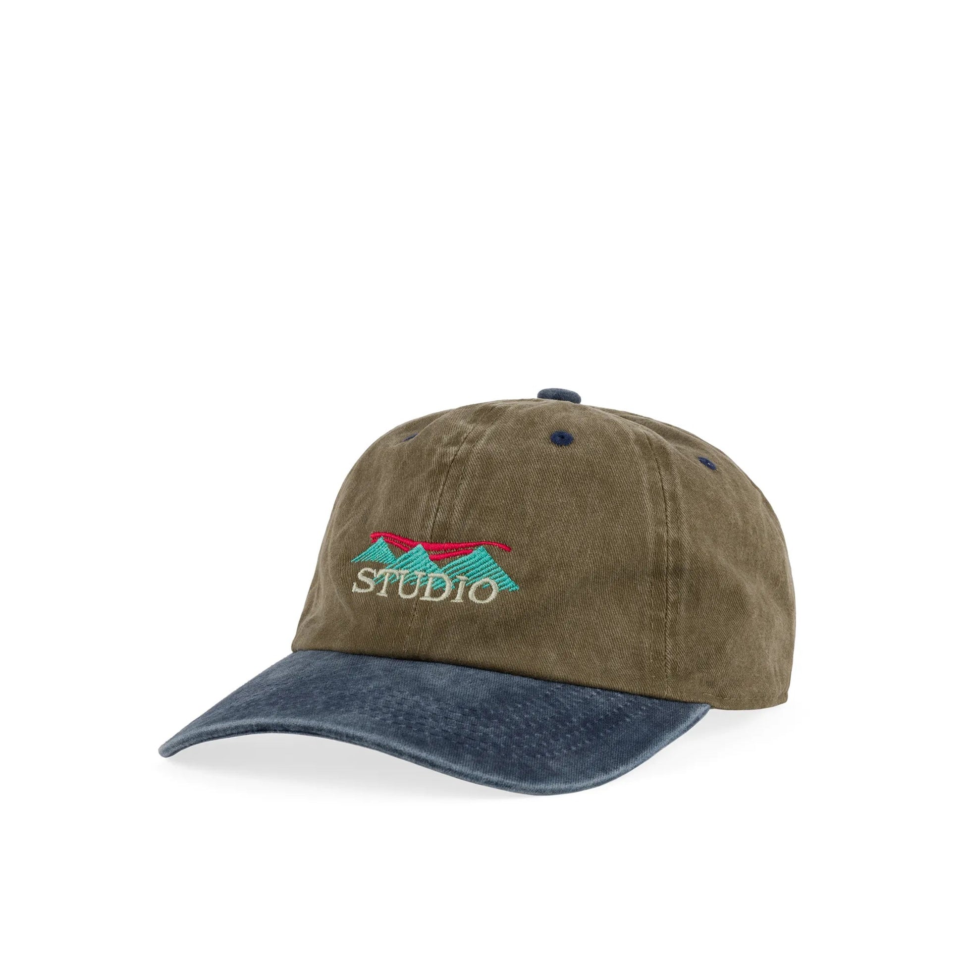 Studio Summit 6 - Panel Garment Dyed Hat, khaki grn/navy - Tiki Room Skateboards - 1