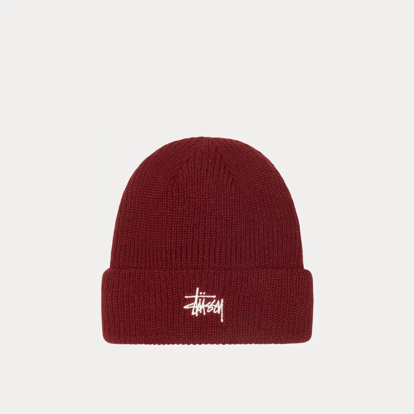 Stussy Basic Cuff Beanie, dark red - Tiki Room Skateboards - 1