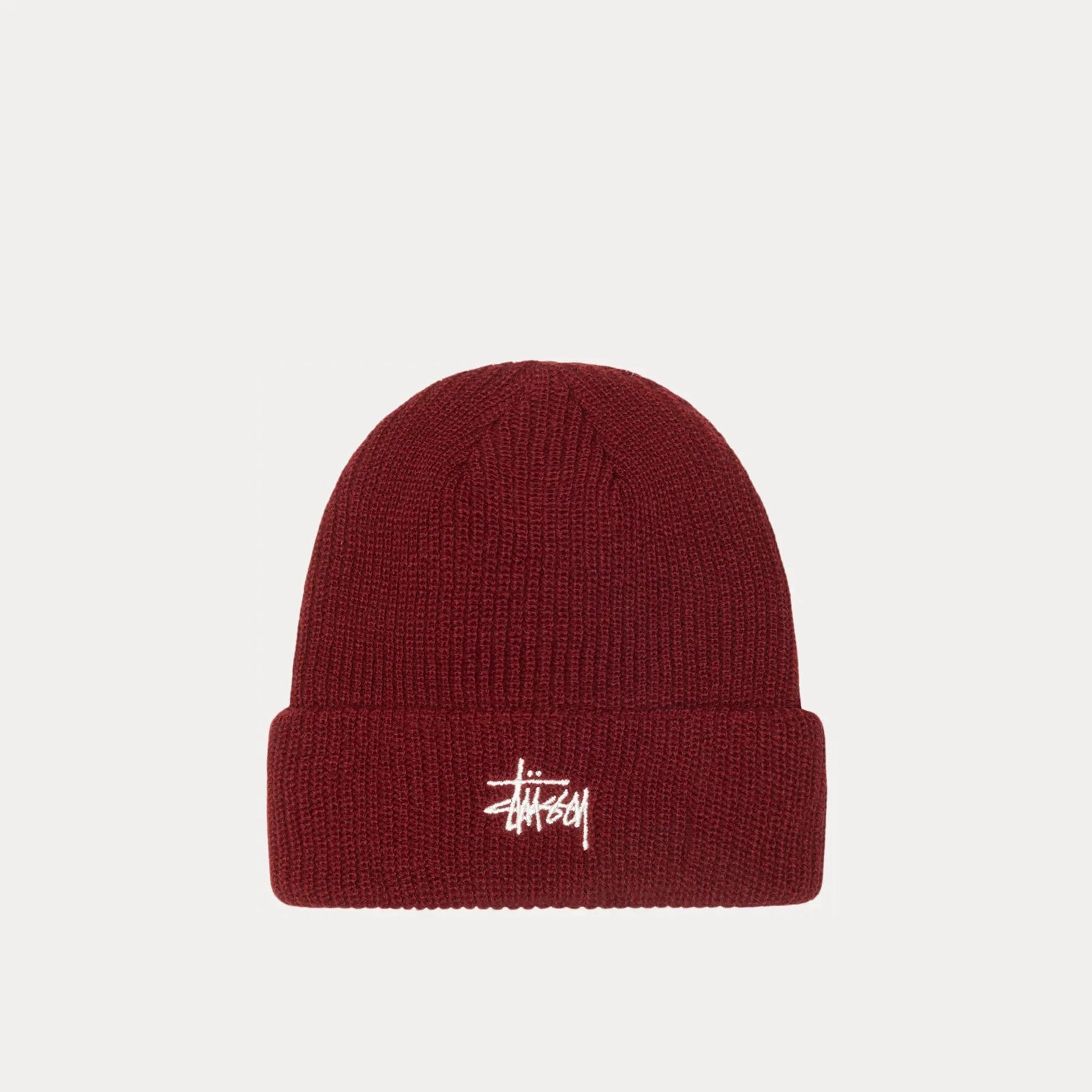 Stussy Basic Cuff Beanie, dark red - Tiki Room Skateboards - 1