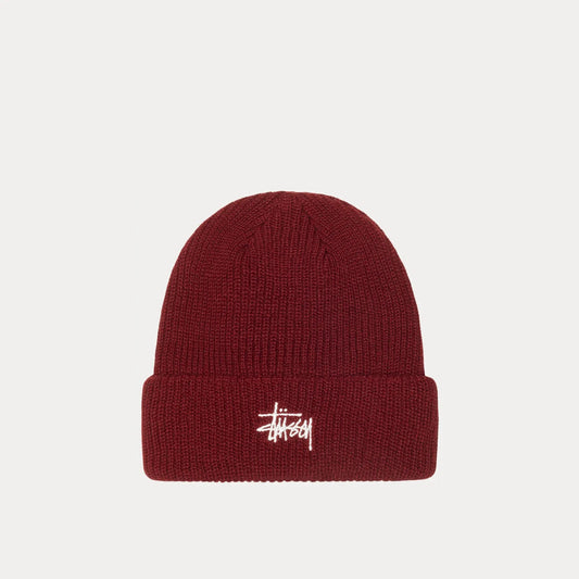 Stussy Basic Cuff Beanie, dark red - Tiki Room Skateboards - 1