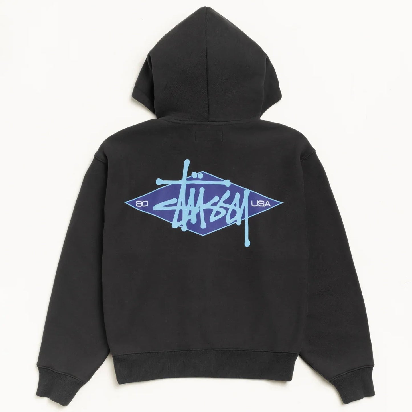 Stussy Basic Diamond Zip Hood, black - Tiki Room Skateboards - 1