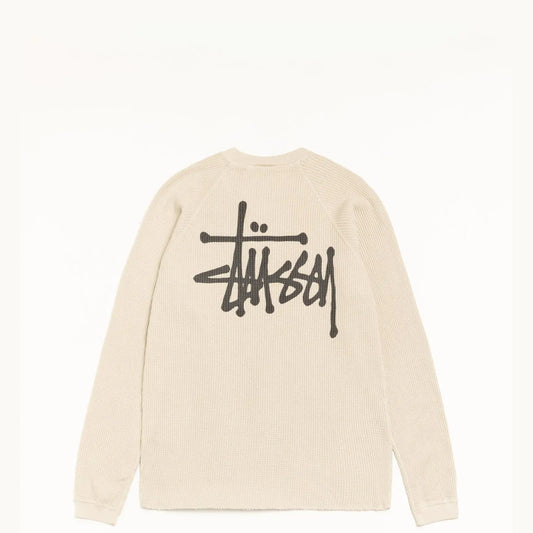 Stussy Basic Stock Raglan Thermal Shirt, bone - Tiki Room Skateboards - 1