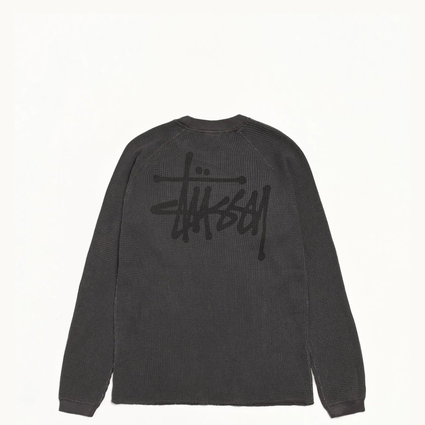 Stussy Basic Stock Raglan Thermal Shirt, washed black - Tiki Room Skateboards - 1