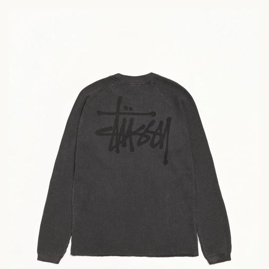 Stussy Basic Stock Raglan Thermal Shirt, washed black - Tiki Room Skateboards - 1