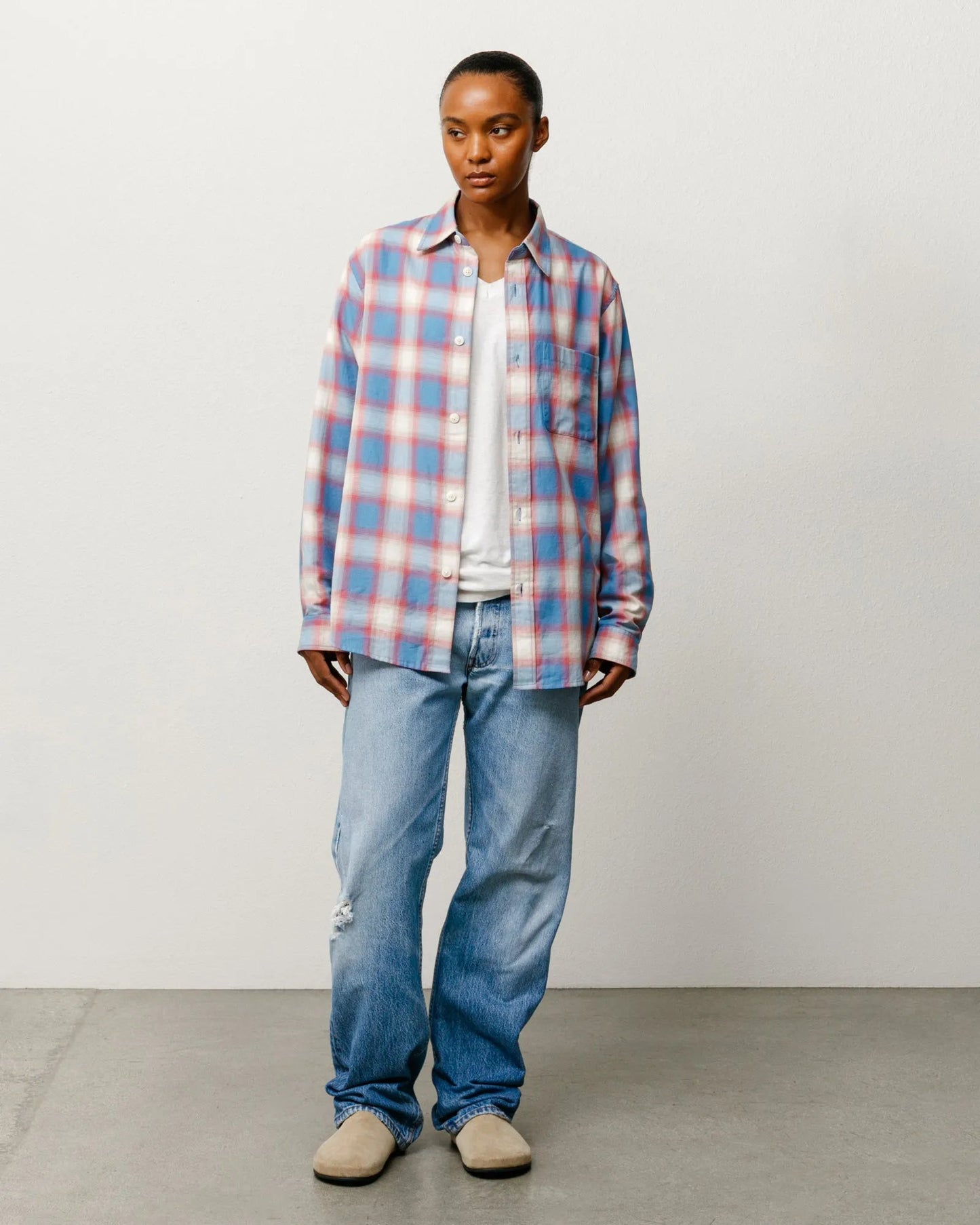 Stussy Beach Ombre Plaid Shirt, blue - Tiki Room Skateboards - 3