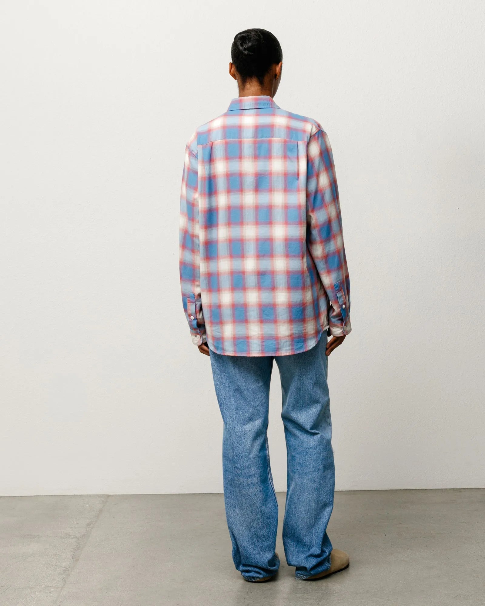 Stussy Beach Ombre Plaid Shirt, blue - Tiki Room Skateboards - 4
