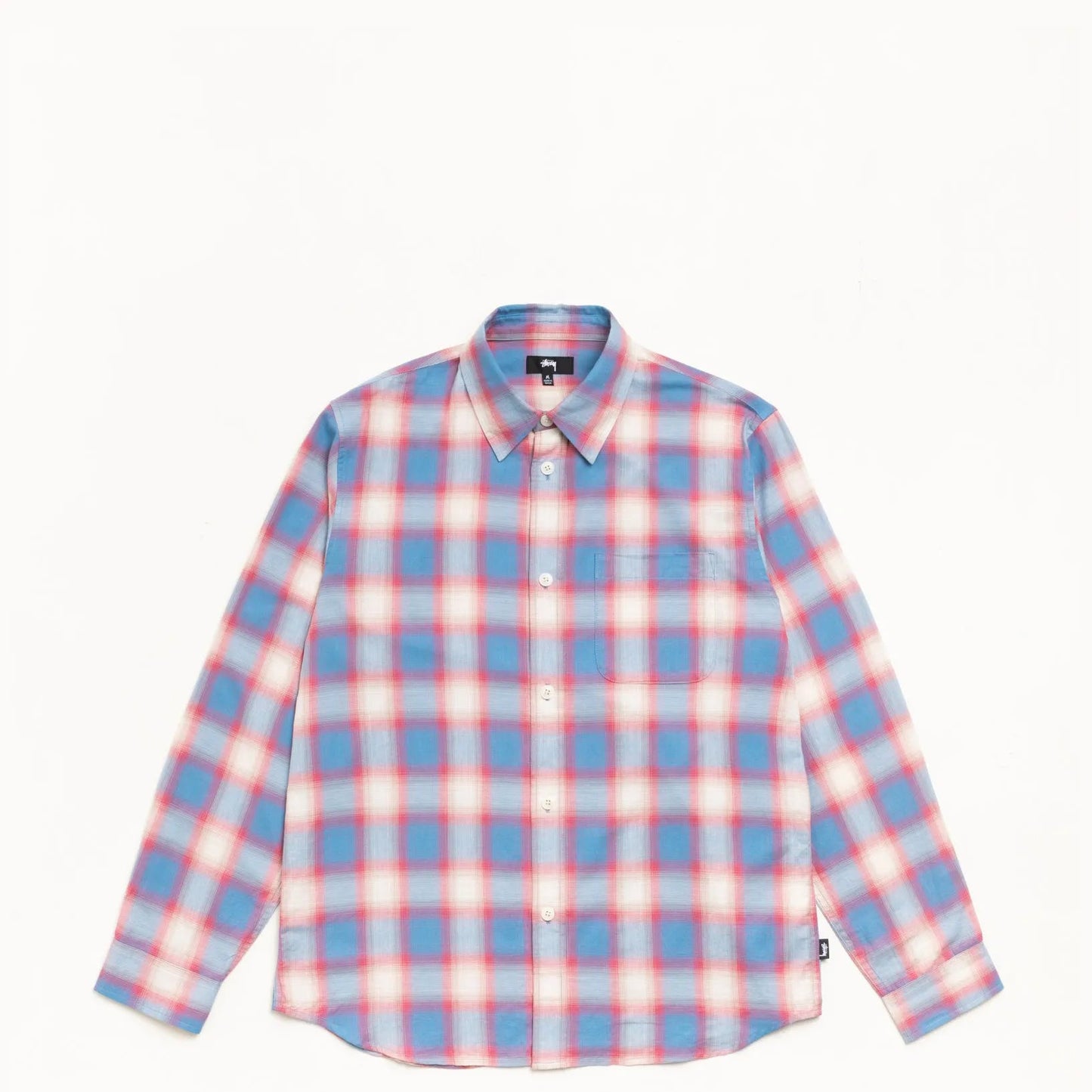 Stussy Beach Ombre Plaid Shirt, blue - Tiki Room Skateboards - 1