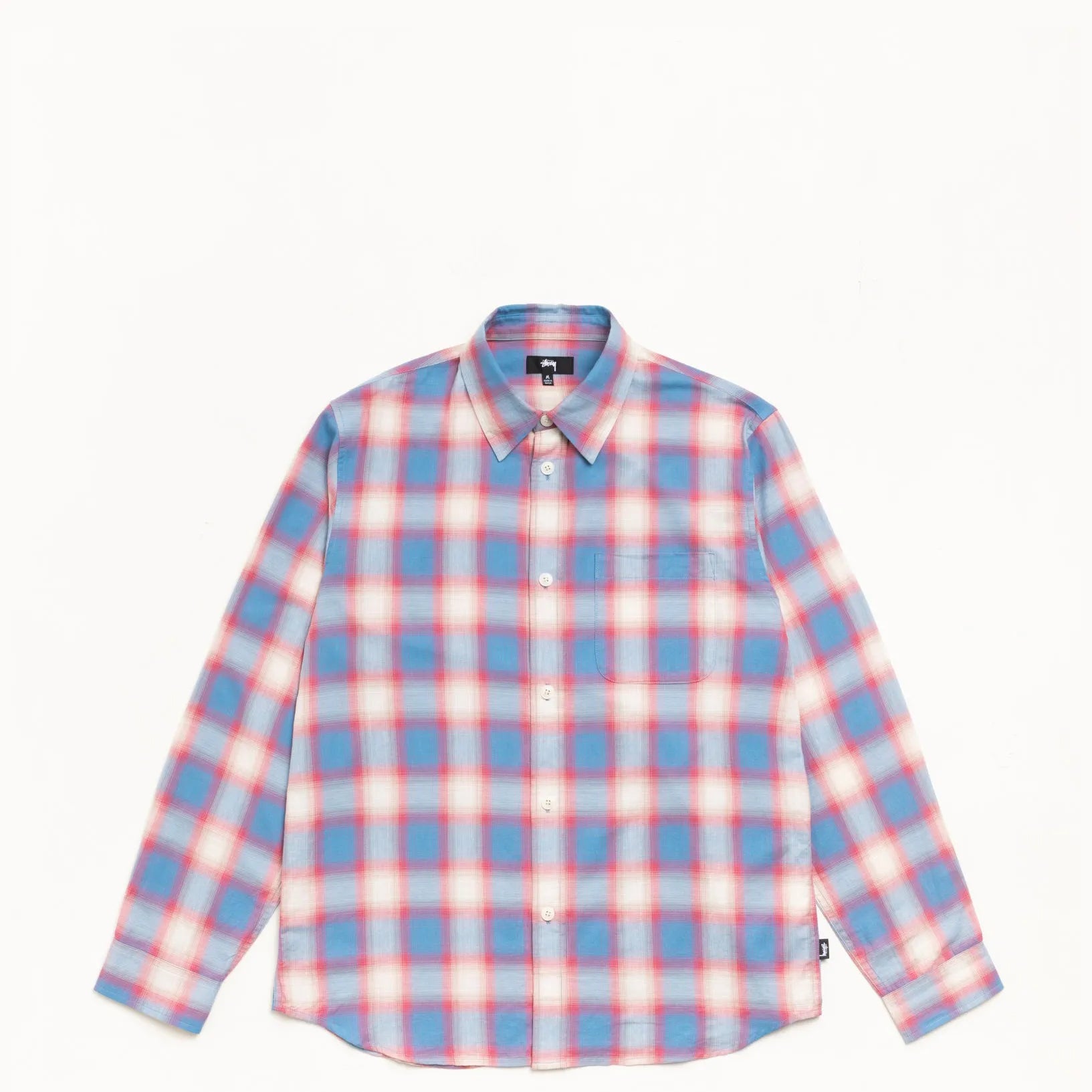 Stussy Beach Ombre Plaid Shirt, blue - Tiki Room Skateboards - 1