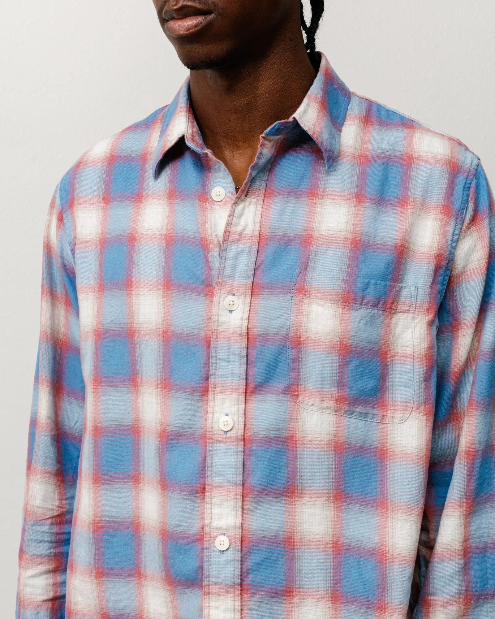 Stussy Beach Ombre Plaid Shirt, blue - Tiki Room Skateboards - 2