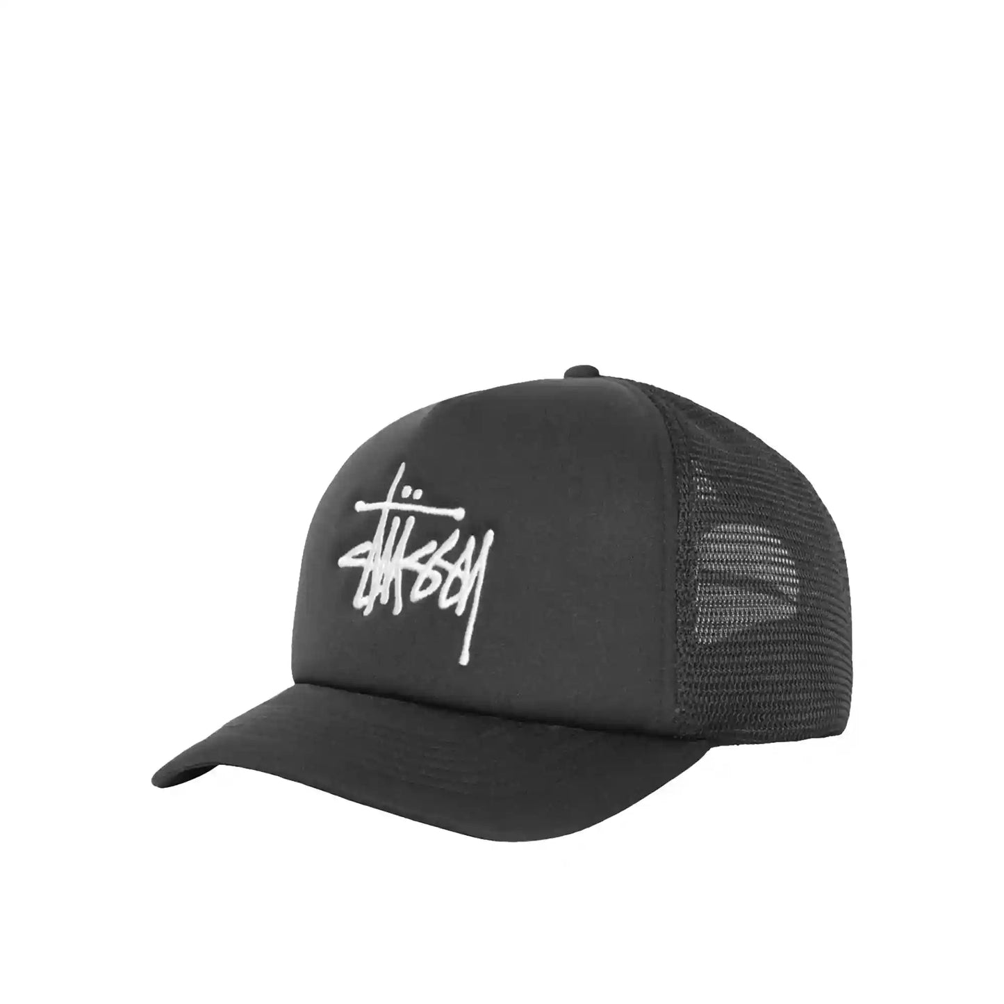 Stussy Big Basic Trucker Cap, black - Tiki Room Skateboards - 1