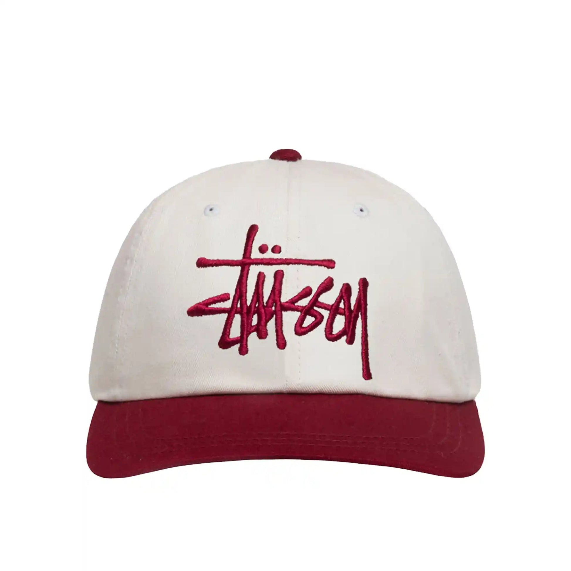 Stussy Big Basic Vintage Cap, natural/wine - Tiki Room Skateboards - 3