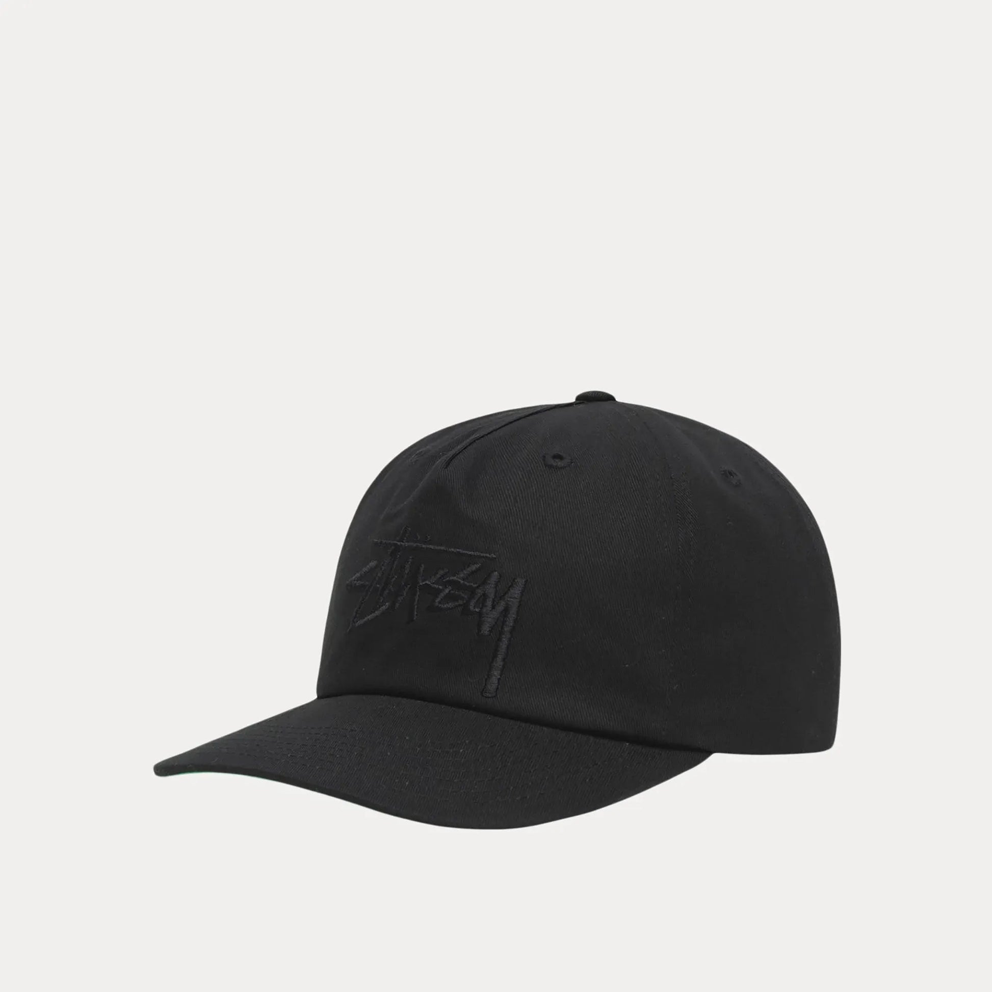 Stussy Big Stock Mid Depth Cap, black - Tiki Room Skateboards - 1