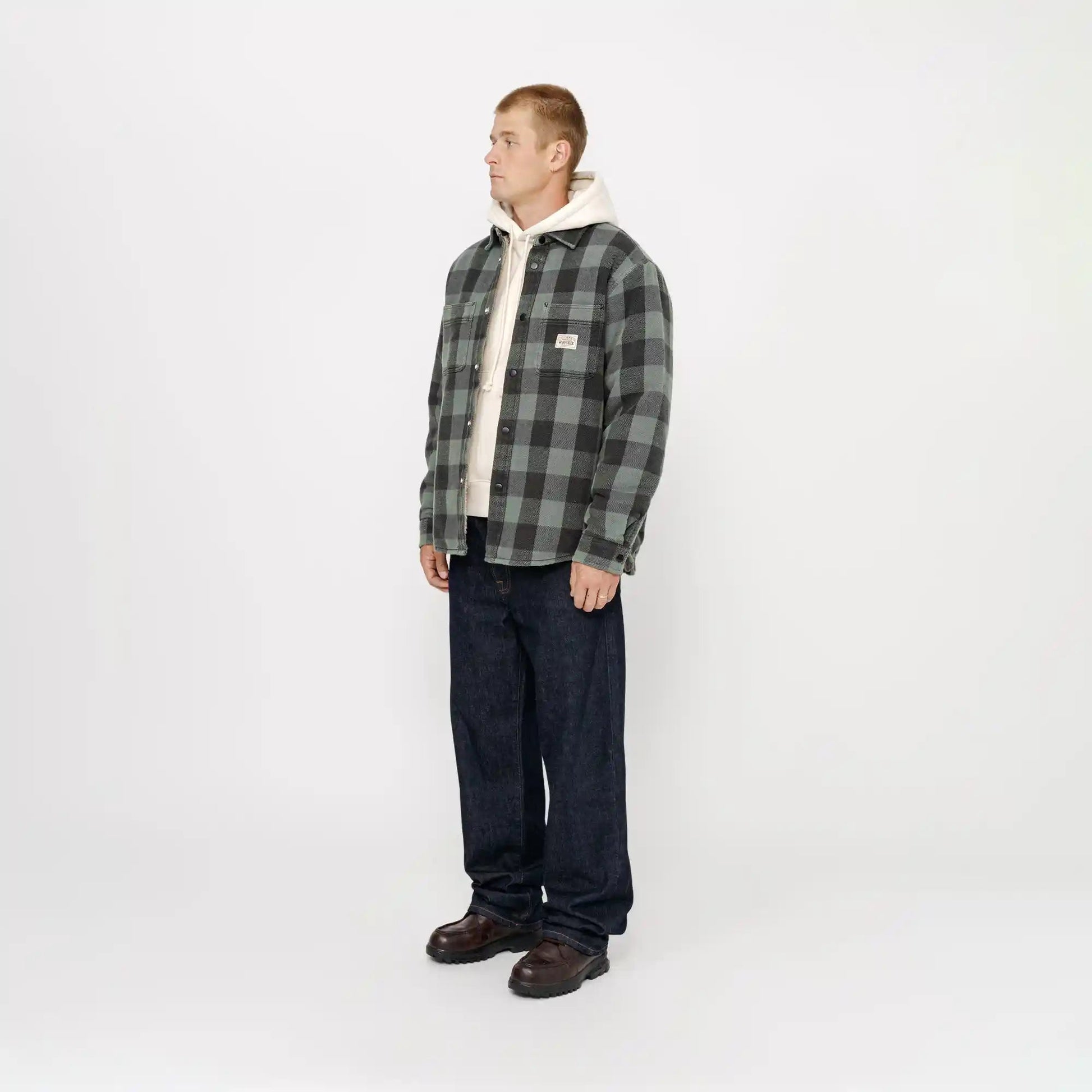 Stussy Buffalo Plaid Shirt, grey - Tiki Room Skateboards - 6