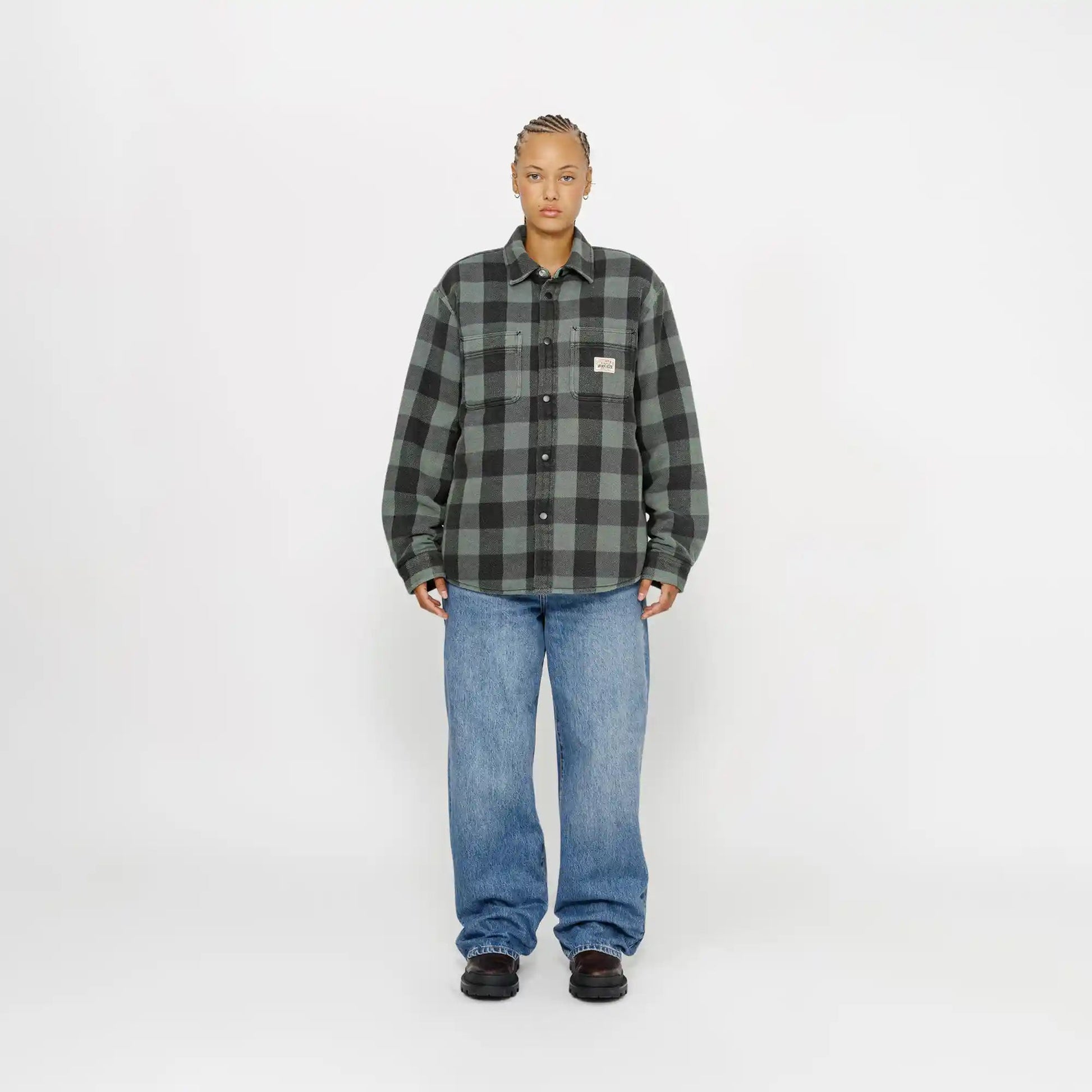 Stussy Buffalo Plaid Shirt, grey - Tiki Room Skateboards - 4