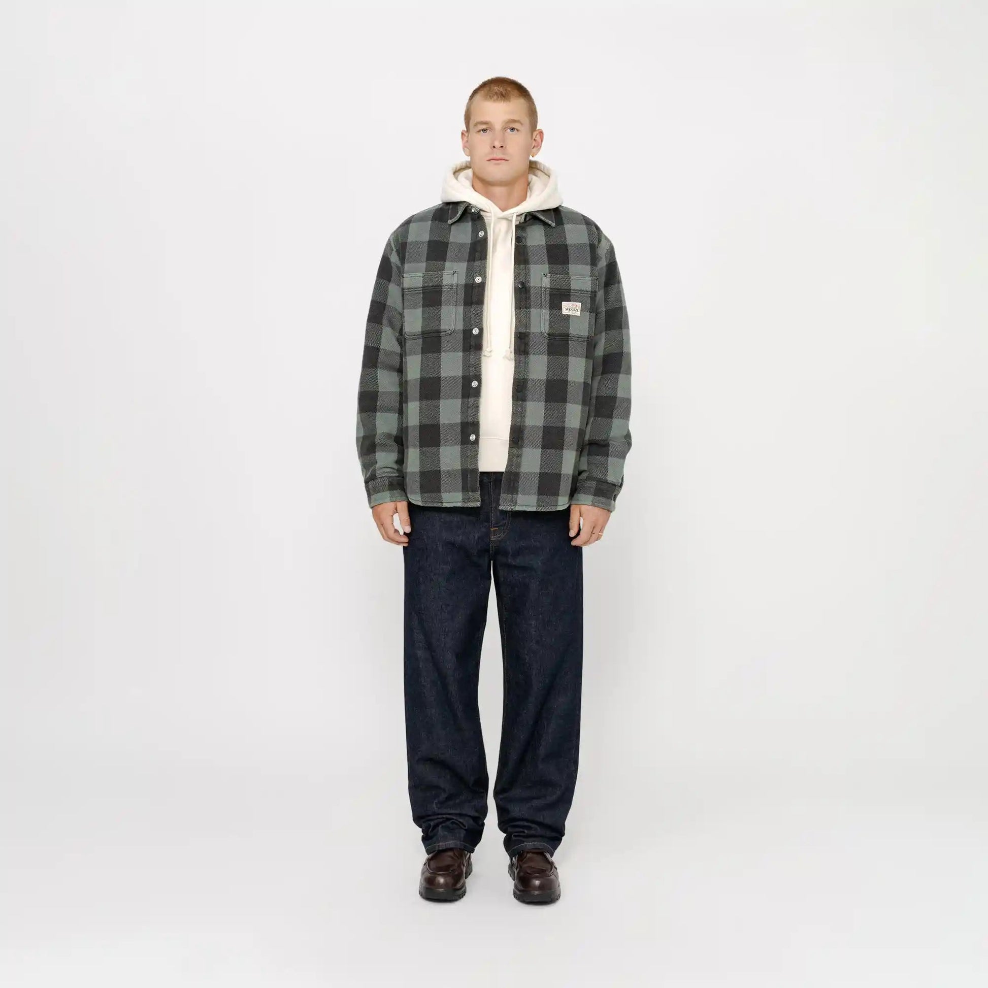 Stussy Buffalo Plaid Shirt, grey - Tiki Room Skateboards - 3