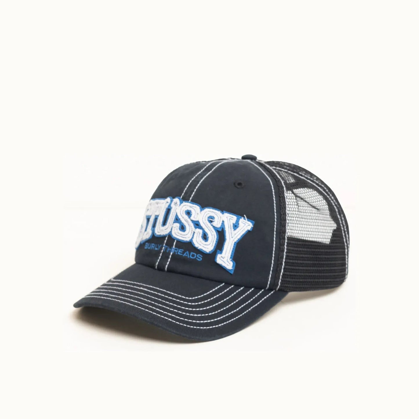 Stussy Burly Threads Trucker Cap, black - Tiki Room Skateboards - 1