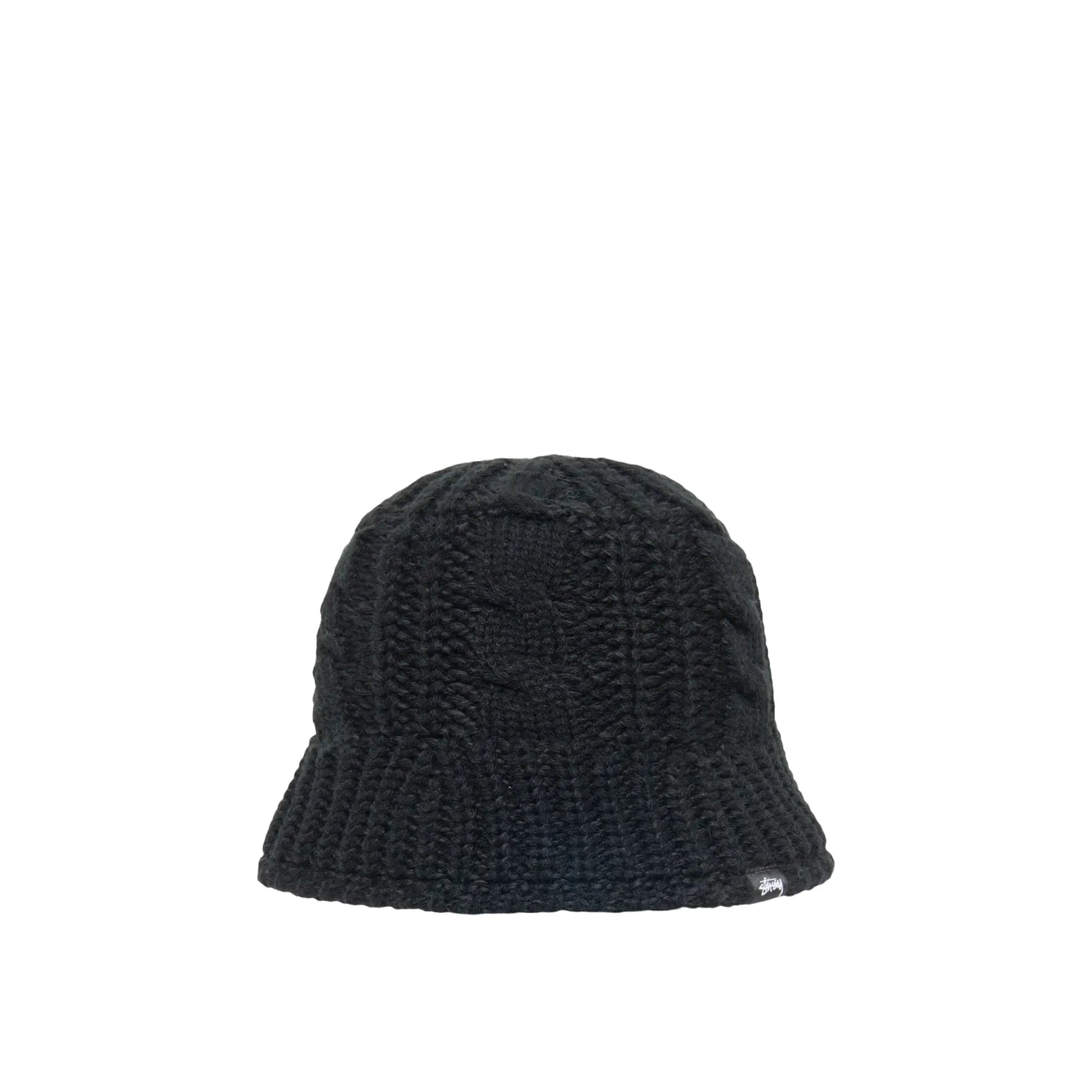 Stussy Cable Knit Bucket Hat, black