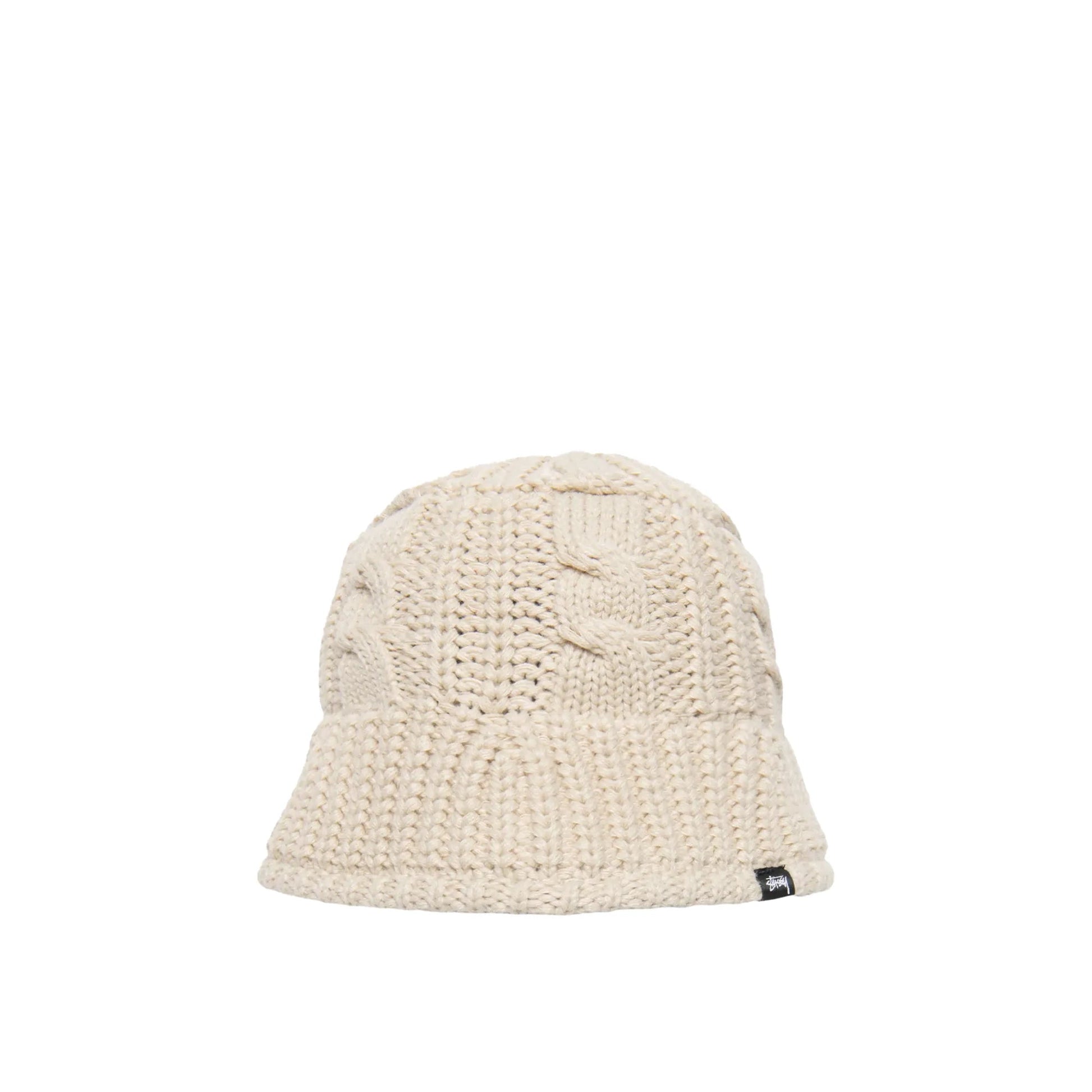 Stussy Cable Knit Bucket Hat, oat