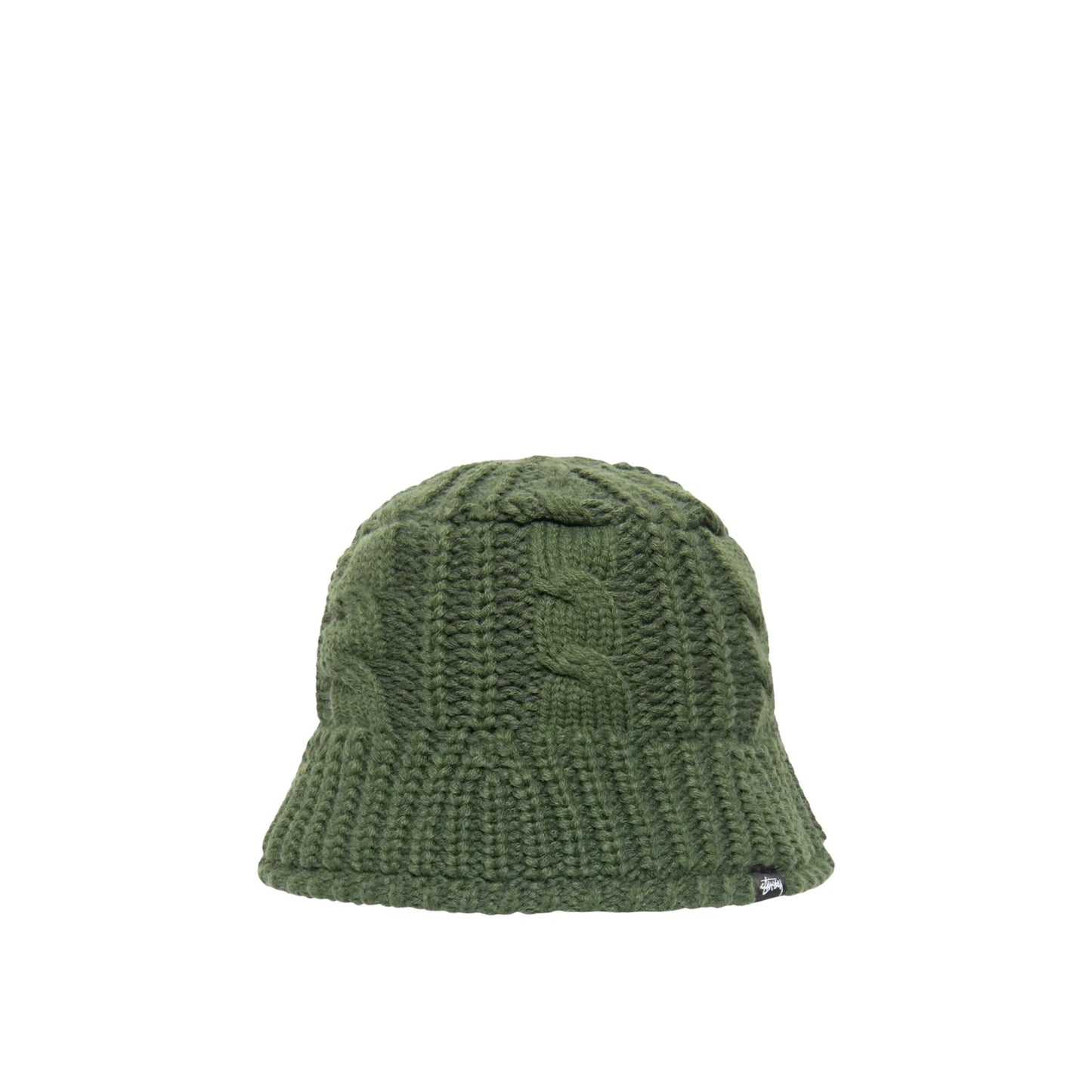Stussy Cable Knit Bucket Hat, olive