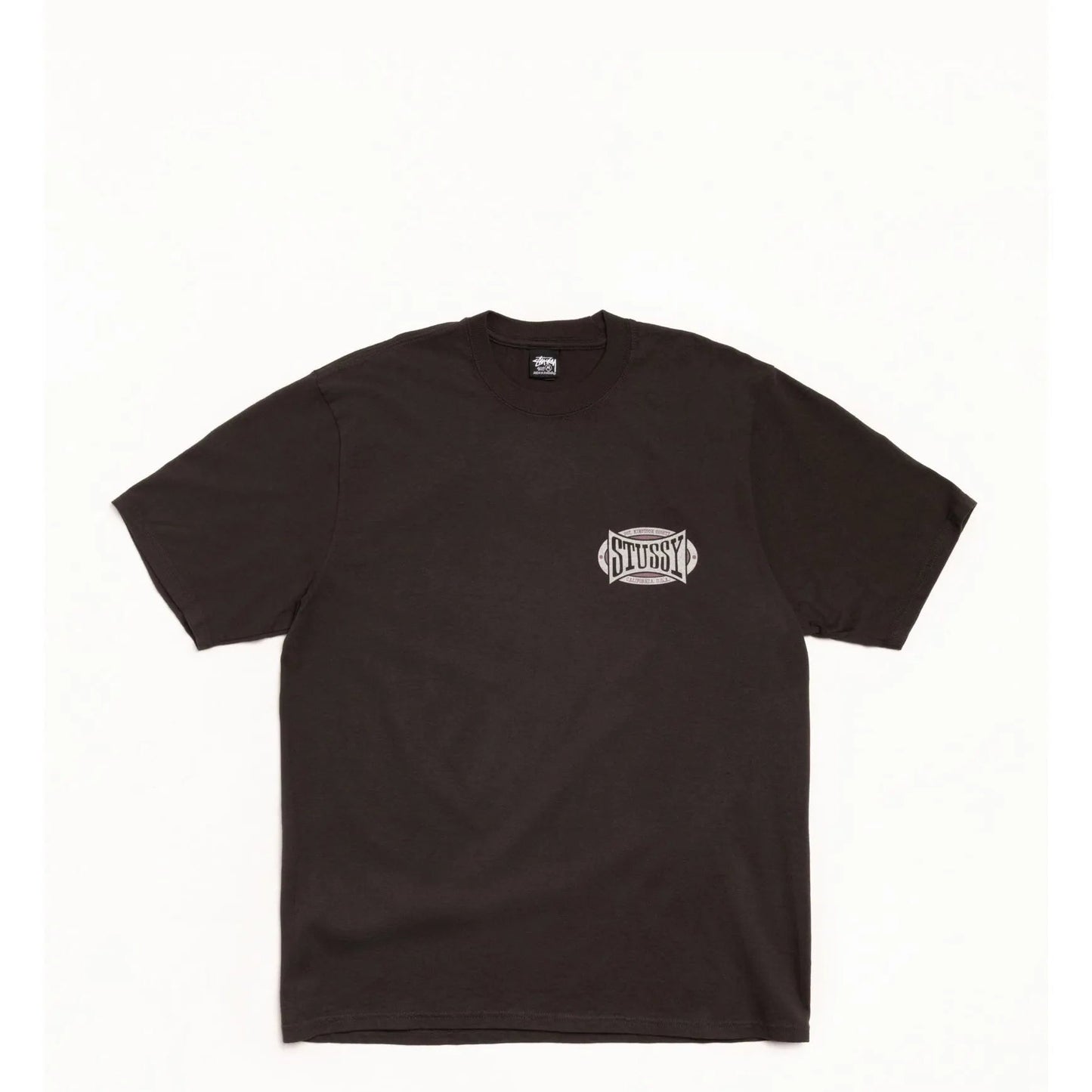 Stussy Champion Oval Pigment Dyed Tee, faded black - Tiki Room Skateboards - 1