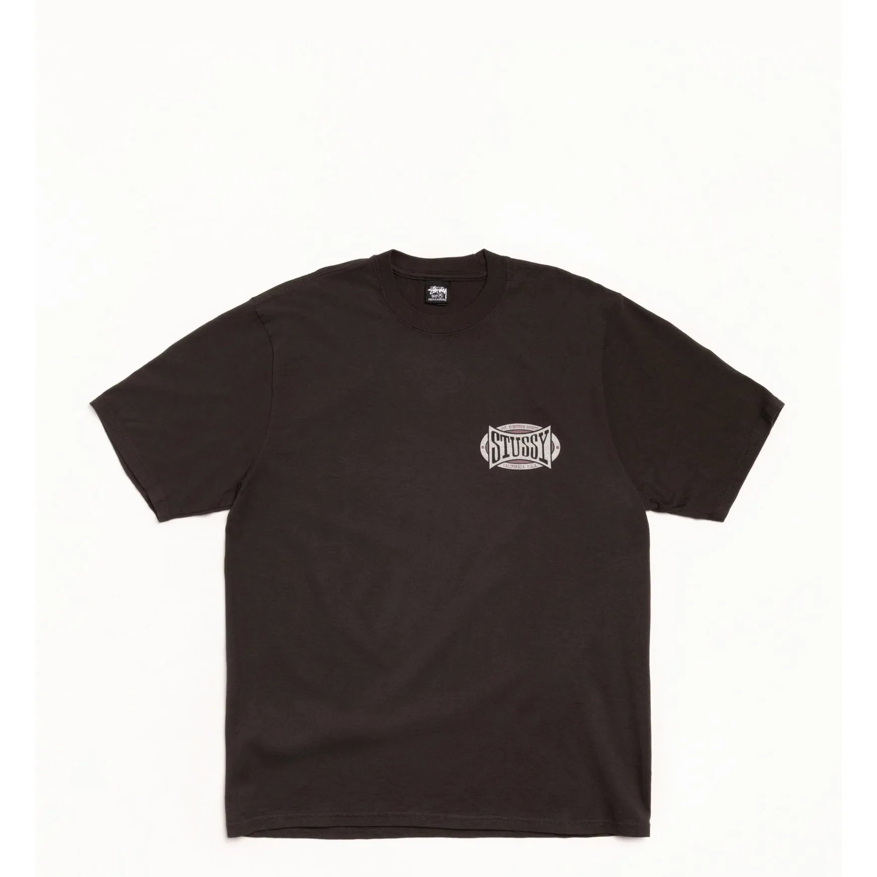 Stussy Champion Oval Pigment Dyed Tee, faded black - Tiki Room Skateboards - 1