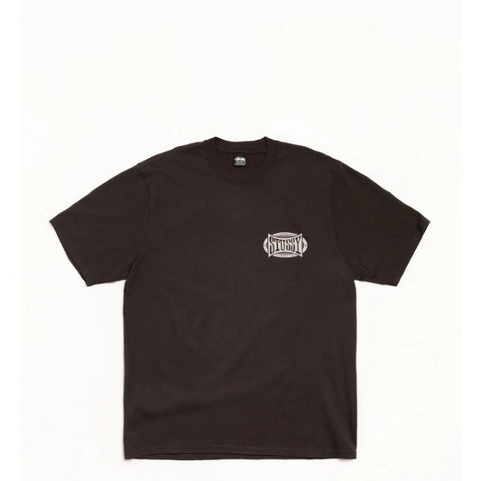 Stussy Champion Oval Pigment Dyed Tee, faded black - Tiki Room Skateboards - 1