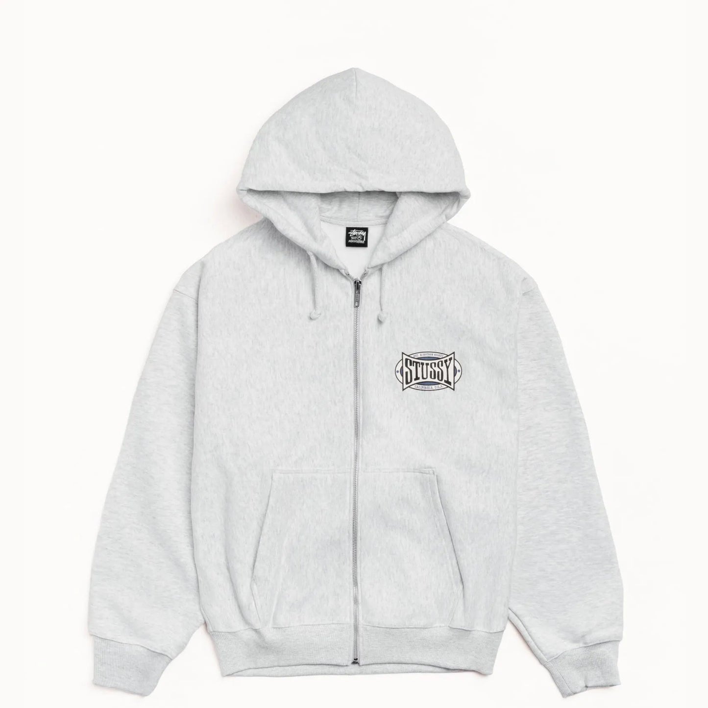 Stussy Champion Oval Zip Hood, ash heather - Tiki Room Skateboards - 1