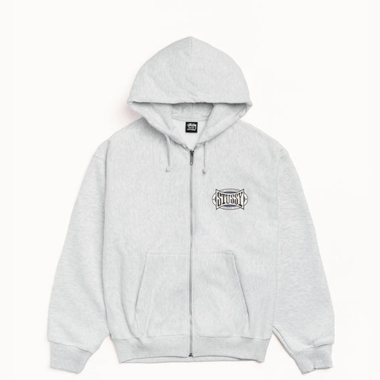 Stussy Champion Oval Zip Hood, ash heather - Tiki Room Skateboards - 1