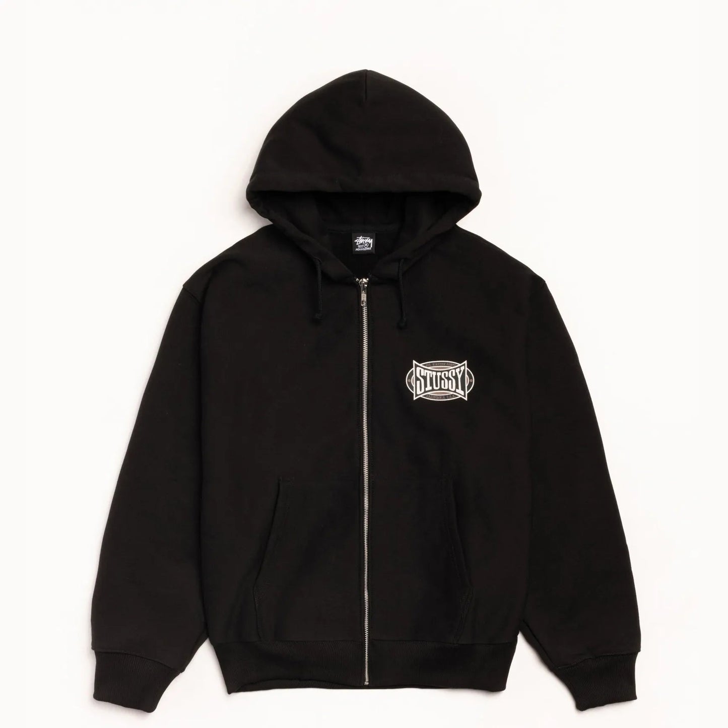 Stussy Champion Oval Zip Hood, black - Tiki Room Skateboards - 1
