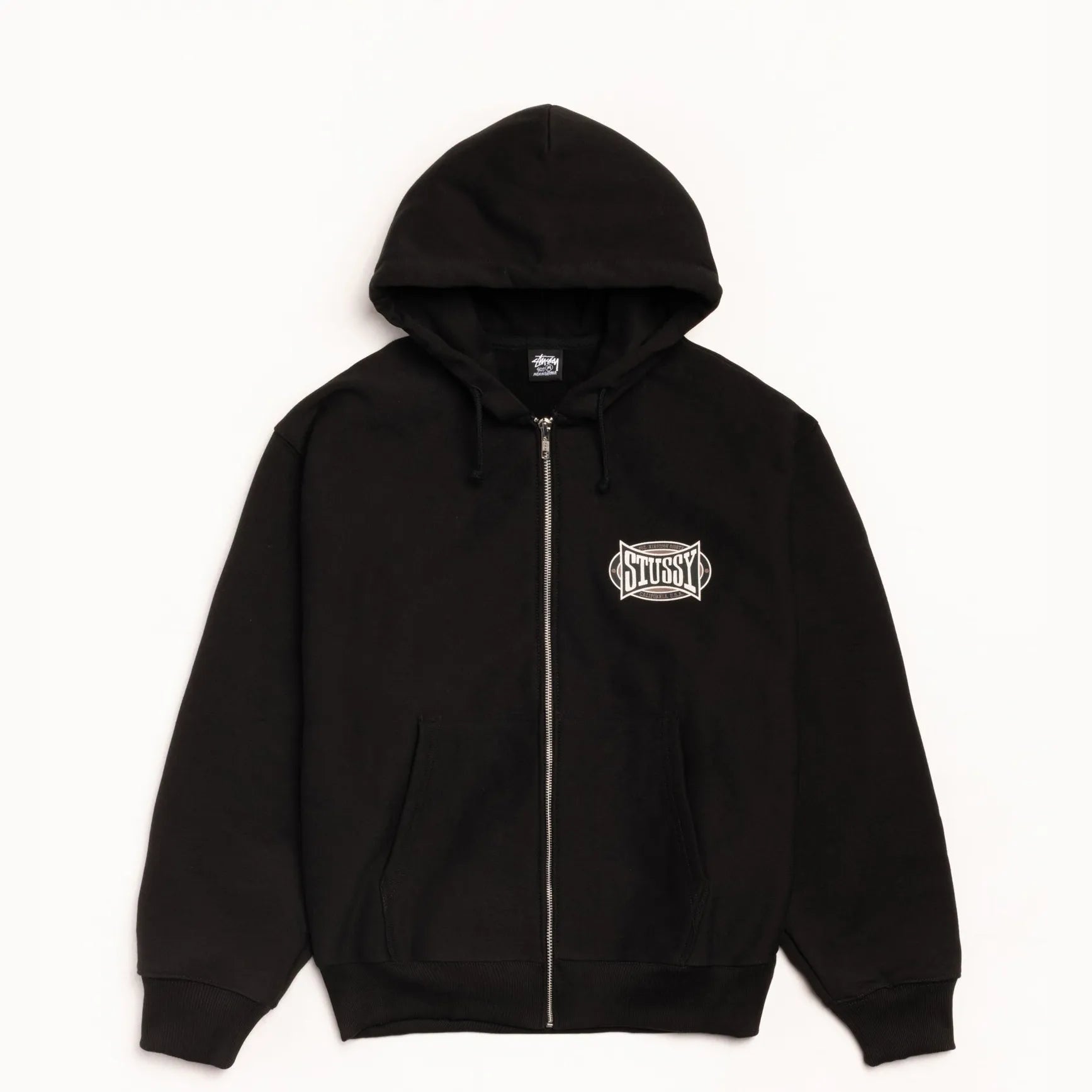 Stussy Champion Oval Zip Hood, black - Tiki Room Skateboards - 1
