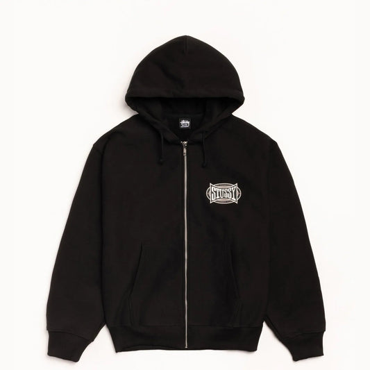 Stussy Champion Oval Zip Hood, black - Tiki Room Skateboards - 1