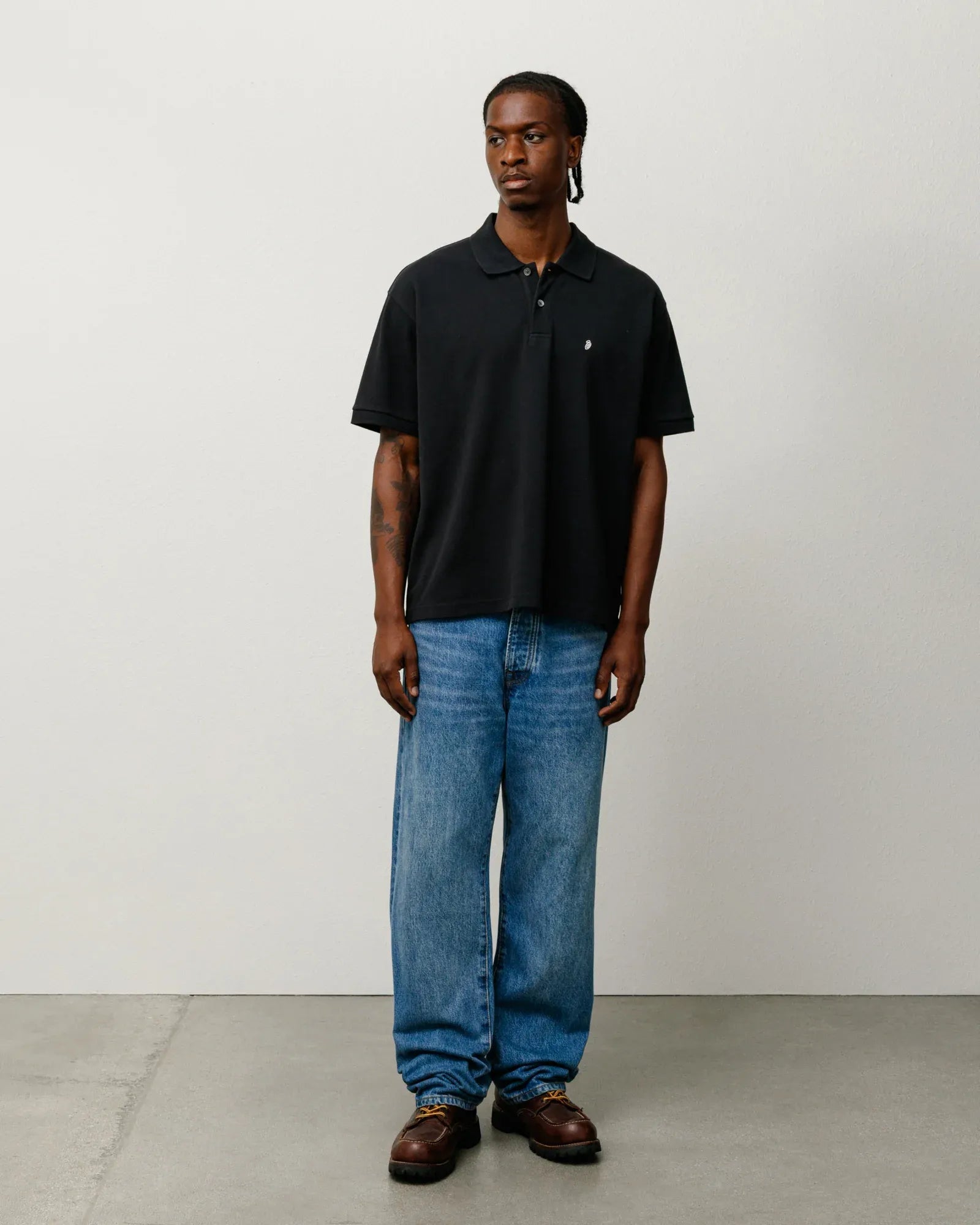 Stussy Classic Pique Polo, black - Tiki Room Skateboards - 3