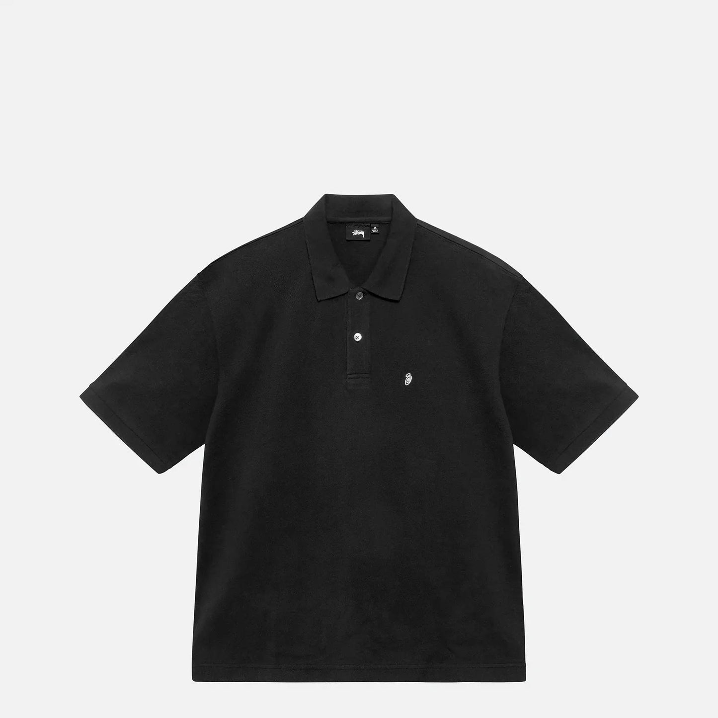 Stussy Classic Pique Polo, black - Tiki Room Skateboards - 1