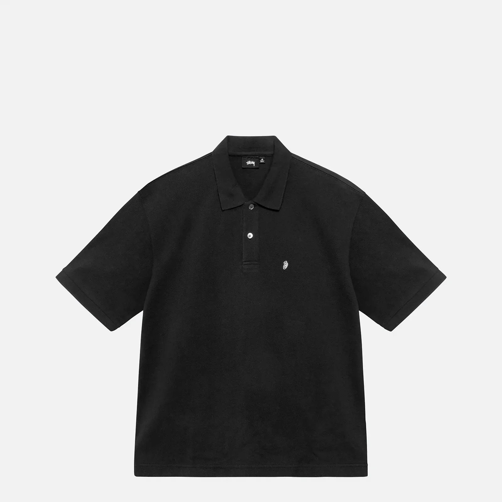 Stussy Classic Pique Polo, black - Tiki Room Skateboards - 1