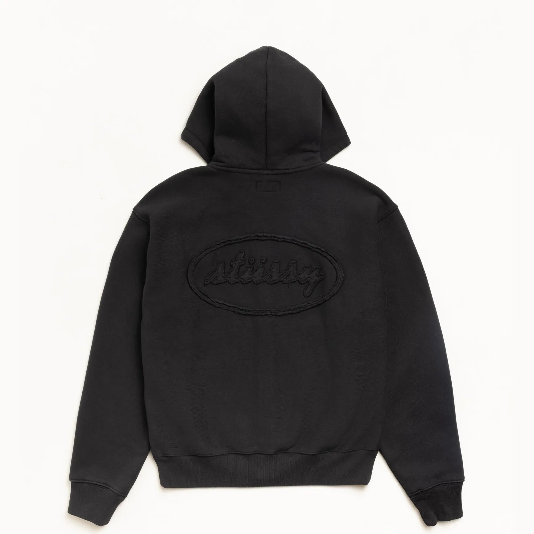 Stussy Cursive Applique Zip Hood, black - Tiki Room Skateboards - 1