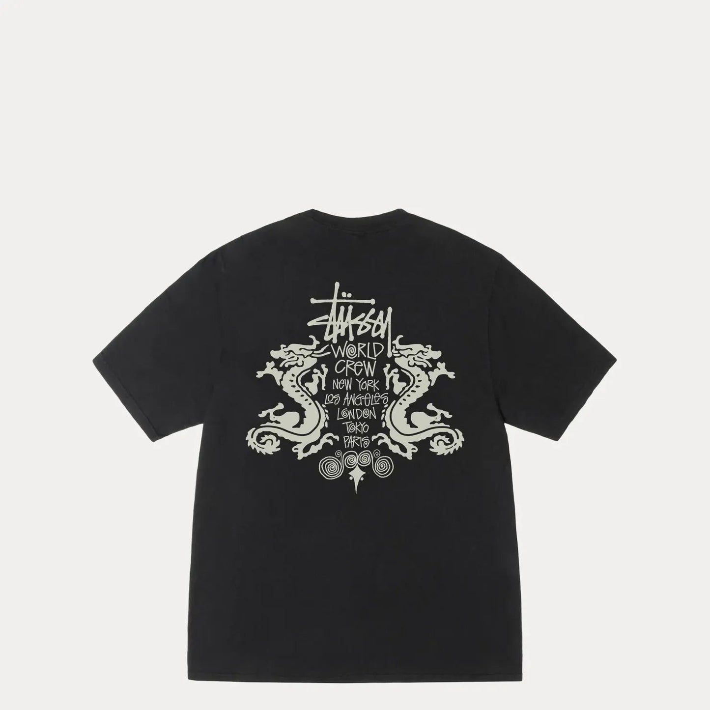 Stussy Double Dragon Pig. Dyed Tee, black - Tiki Room Skateboards - 1