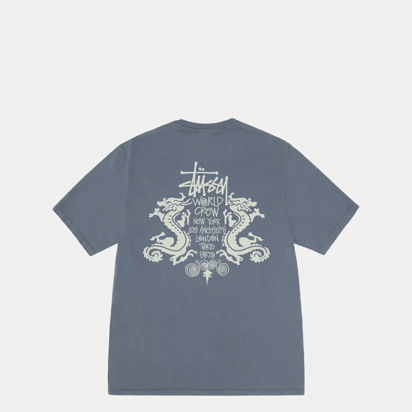 Stussy Double Dragon Pig. Dyed Tee, navy - Tiki Room Skateboards - 1