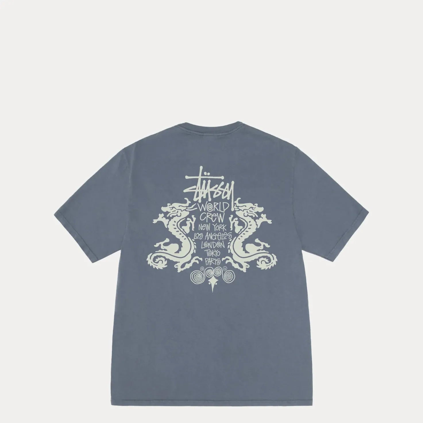 Stussy Double Dragon Pig. Dyed Tee, navy - Tiki Room Skateboards - 1