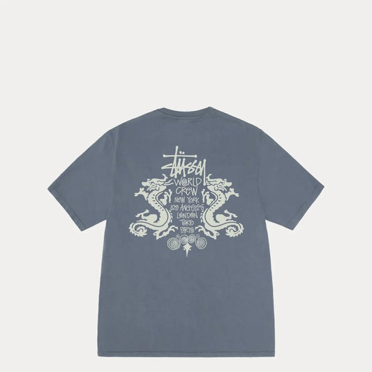 Stussy Double Dragon Pig. Dyed Tee, navy - Tiki Room Skateboards - 1