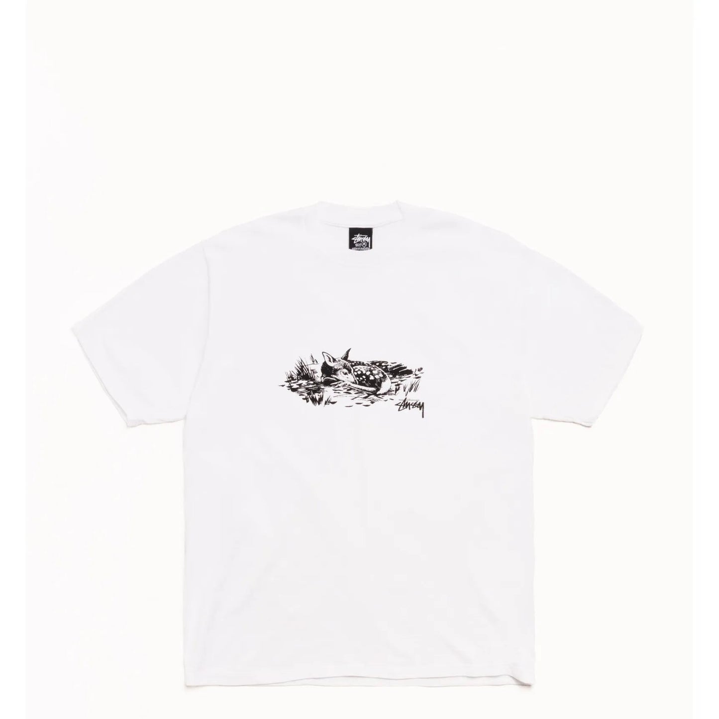 Stussy Fawn Tee, white - Tiki Room Skateboards - 1