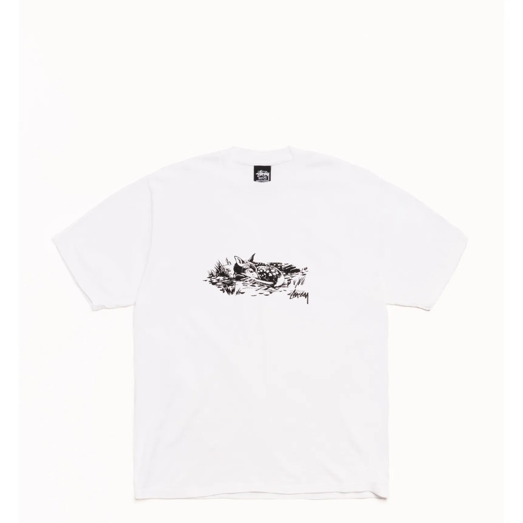 Stussy Fawn Tee, white - Tiki Room Skateboards - 1