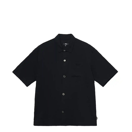 Stussy Flat Bottom Crinkled Shirt, black
