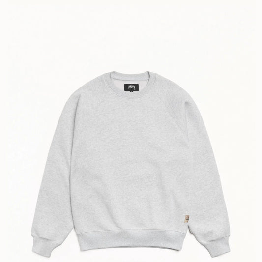 Stussy Fleece Raglan Crew, ash heather - Tiki Room Skateboards - 1
