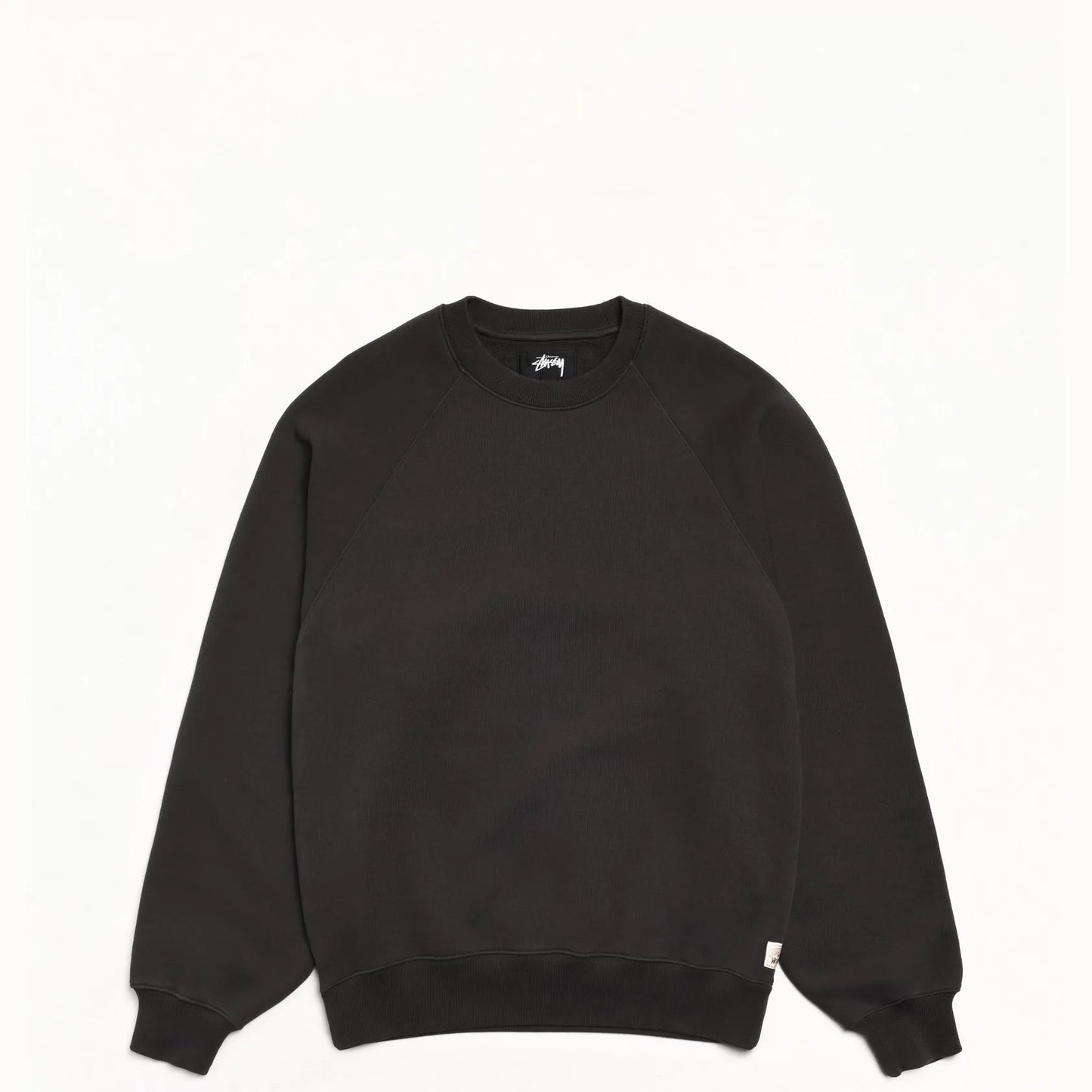 Stussy Fleece Raglan Crew, washed black - Tiki Room Skateboards - 1