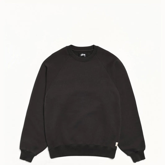 Stussy Fleece Raglan Crew, washed black - Tiki Room Skateboards - 1