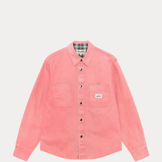 Stussy Heavy Washed Canvas Shirt, berry