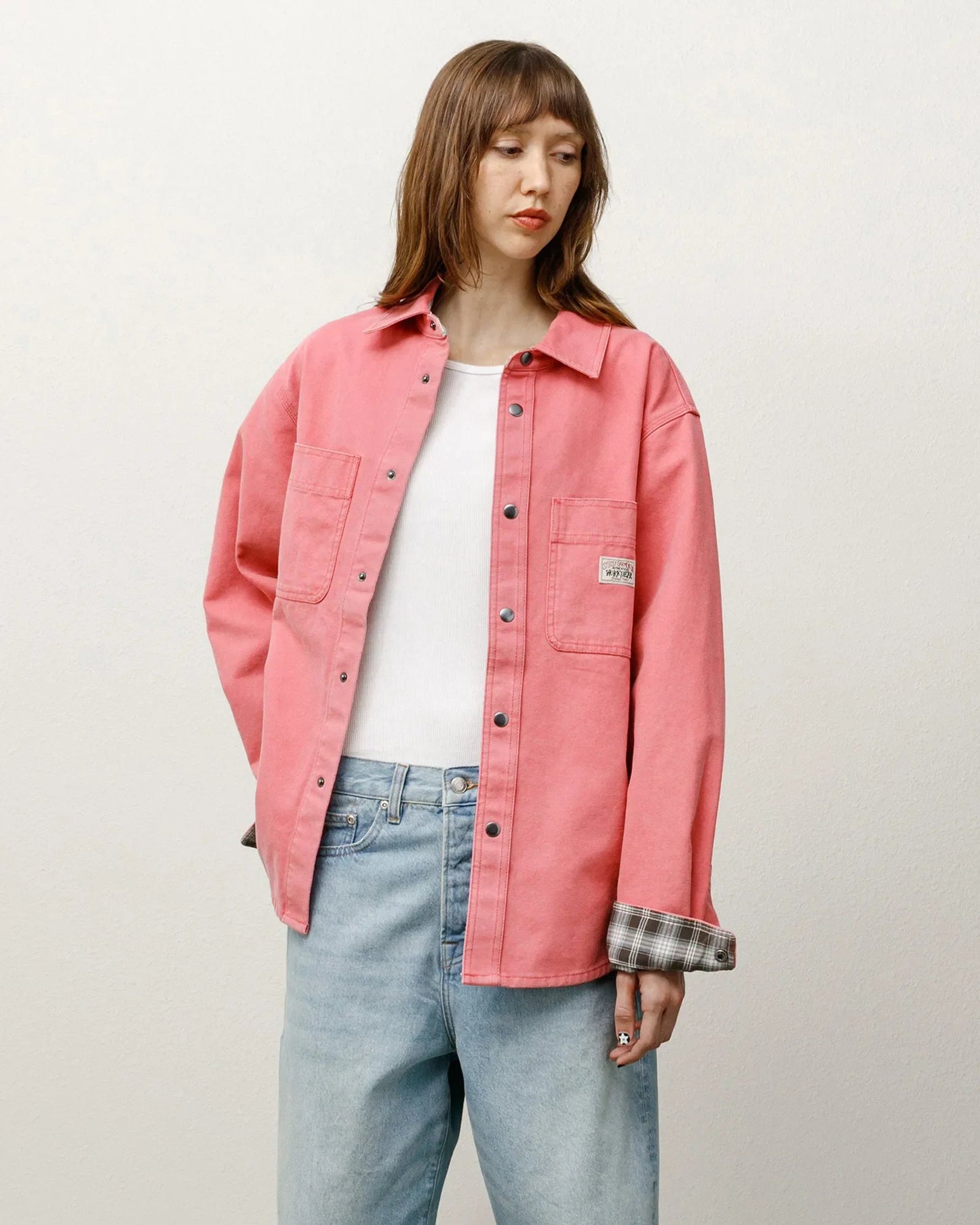 Stussy Heavy Washed Canvas Shirt, berry - Tiki Room Skateboards - 3