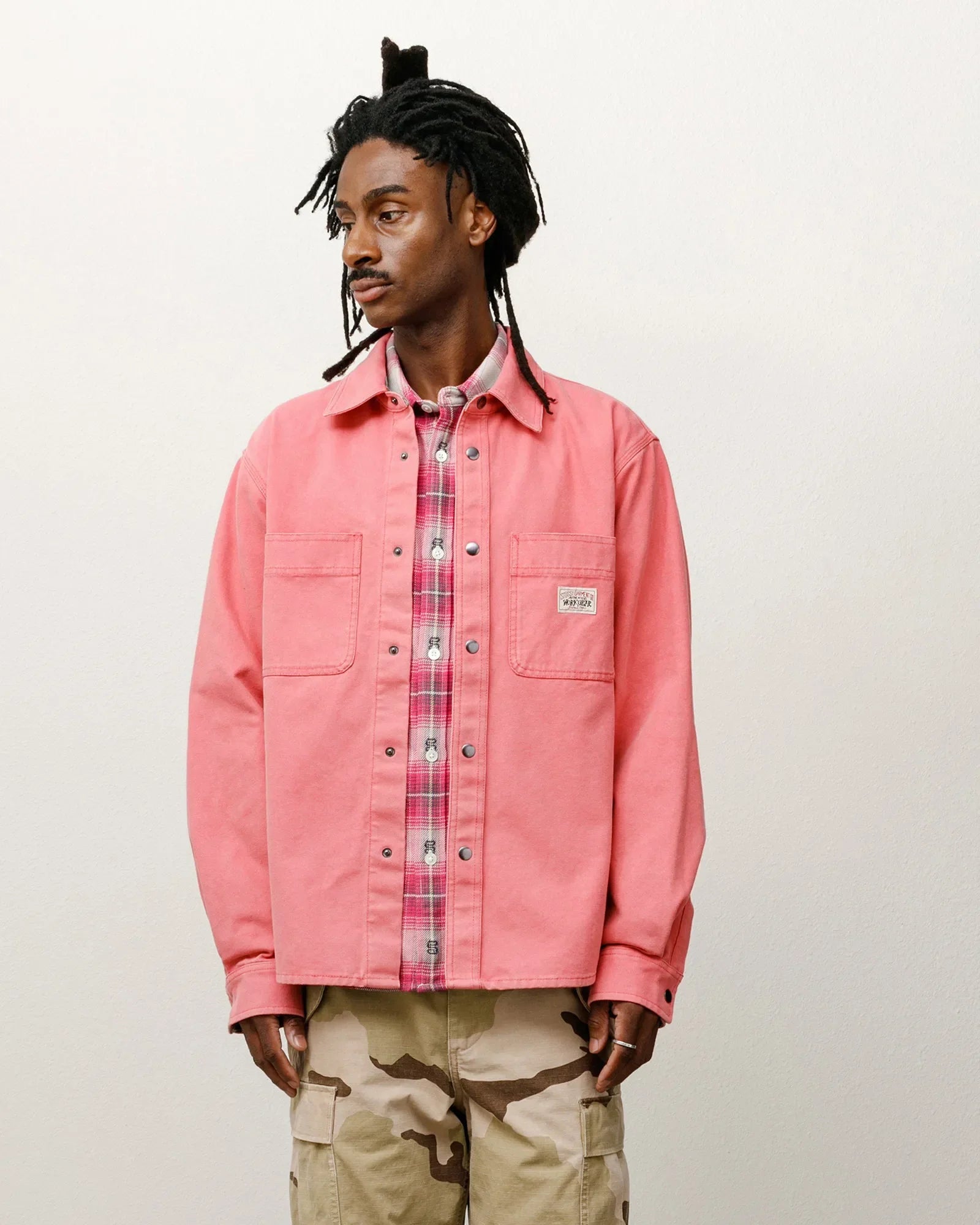 Stussy Heavy Washed Canvas Shirt, berry - Tiki Room Skateboards - 2